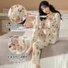 Pijama de lactancia para mujer, estilo primavera y otoño, conjunto de ropa para el hogar postparto otoño e invierno, manga larga, 100% algodón