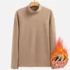 Liquidación talla rota camiseta interior de doble cara cálida de cuello alto medio invierno color liso manga larga camiseta ajustada prenda interior para hombres