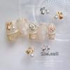 Arte de uñas japonés retro metal camelia joyería textura simple flores pequeñas usar DIY pequeños accesorios al por mayor