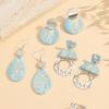 Aretes de Arcilla Polimérica Hechos a Mano con Costuras Geométricas, Aretes de Cerámica Suave de Gama Alta para Mujer, Nicho, Elegantes, de Gancho y Tachuelas para Mujer