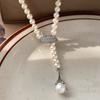 Colar de pérolas retrô elegante de luxo leve elegante pingante de gota de água colar de alta qualidade de zircão clavícula cadeia 2199