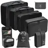 Set organizador de viaje premium, incluye 11 piezas: bolsas para guardar ropa, bolsas con cordón, bolsas para cosméticos y artículos de tocador, y bolsas de malla plegables para almacenamiento
