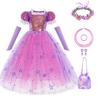 Vestido de princesa de comercio exterior transfronterizo Halloween ropa para niños vestido nuevo lentejuelas pelo largo vestido de princesa pelo largo Princesa una generación