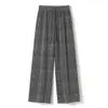Calça Larga com Strass para Mulheres Primavera/Verão 2026 Nova Versátil Calça com Fio Prateado com Efeito de Caimento Larga até o Chão para Mulheres