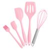 Juego de cinco piezas de utensilios de cocina de silicona para el hogar, para cocinar, espátula con ranuras, batidor de huevos, brocha para aceite, raspador, herramientas para hornear de cocina, juego de 5 piezas