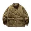 Northern Frontier Marca de Moda Americana para Hombres 2025 Invierno Nuevo Estilo Patrón de Calabaza Chaqueta de Algodón para Hombres Cuello Alto Abrigo de Algodón Abrigo Exterior Cálido y Grueso