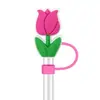 Serie de Flores de Tulipán de Colores Tapas Suaves de Goma para Popotes 10mm Tapas Universales a Prueba de Polvo para Popotes Decoraciones para Popotes en Stock