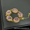 Pulsera Nueva de Amatista Natural en Piedra Cruda con Diseño Completo de Incrustaciones de Diamante, Joyería Elegante, Suministro Transfronterizo Europeo y Americano, Venta al por Mayor de Joyería