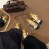 Tênis de treino estilo balé color block com estampa de leopardo, nova coleção outono 2026 feminina, tênis casuais versáteis que aumentam a altura