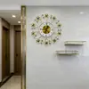 Reloj Metálico Floral Silencioso de Lujo Ligero Estilo Europeo para Sala de Estar y Dormitorio, Decoración de Pared, Artículo de Decoración para el Hogar