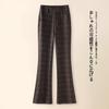 Calça Xadrez para Mulheres, Calça Flare de Lã para Outono e Inverno, Quente e Espessa, Novo Estilo 2026, Cintura Alta, Corte Justo, Calça Flare que Valoriza