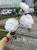 Peonía de simulación de comercio exterior, 3 cabezas, peonía lasaña, peonía blanca champán, flores falsas para boda, venta al por mayor, 2023