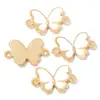 Goteo de Aceite Doble Colgante Mariposa Aleación DIY Accesorios para Joyería Pulsera Multicolores con Goteo de Aceite Colgante W238
