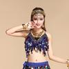 Top de Danza del Vientre Pieza de Gong Sujetador Top Colorido con Lentejuelas Traje de Performance de Danza India Sujetador con Monedas Colgantes de Diamantes de Colores
