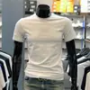 Playera de Verano de Color Sólido para Hombre, Top de Media Manga con Cuello Redondo, Camiseta Básica Blanca para Hombre, Camisa Moderna de Corte Slim