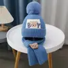 Chapéu de Lã Infantil forrado com lã quente Chapéu Tricotado Pulôver para Meninos e Meninas Estudantes Coreanos Bonito Roupa de Bebê Chapéu Cachecol