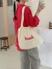 Bolso Nuevo Estilo Coreano con Estampado de Letras para Mujer, Bolso de Hombro de Nylon de Gran Capacidad, Bolso Tote Casual Versátil Portátil con Cordón