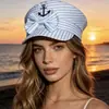 Gorra Azul Marino Bordada Europea y Americana Cosplay Uniforme de Policía Femenino Sombrero de Otoño e Invierno para Actuación Circunferencia de Cabeza Grande Sombrero de Marinero Japonés para Mujer