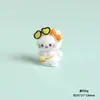 Gato Cartoon Óculos Gato Kt Gato 3D Resina Figura Fofa Decoração de Mesa Carro Pequeno Ornamento Chaveiro Pingente de Bolsa