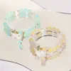 Pulseira de Pedra Natural Degradê Verde Menta/Azul Sal Marinho Estilo Ins, Design de Nicho, Acessório de Verão Fresco e Versátil