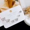 Brincos de pino de borboleta pequenos e elegantes de zircônia requintada, conjunto de três peças, agulha de prata 925, novos brincos de vários pares de verão