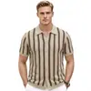 Ropa de hombre transfronteriza estilo old money, genial polo de punto de seda, cárdigan de punto de manga corta de verano para hombre SJ0124