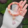 Pulsera de Raíz de Bodhi Rosa y Morada Más Vendida en Transmisión en Vivo con Cuentas de Ábaco Flor de Ciruelo, Joyería de Estilo Chino Nuevo de Doble Círculo, Pulsera de Amistad para Mujeres, Al por Mayor