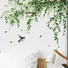 Ramas de Plantas Transfronterizas, Hojas Verdes, Pegatinas de Pared de Pájaros, Dormitorio, Sala de Estar, Pared de Fondo de Entrada, Pegatinas de Pared Autoadhesivas, Removibles