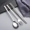 Colher de Aço Inoxidável Longa L Colher Coreana Doméstica para Sopa Colher para Mingau Utensílios de Mesa Colher Redonda Colher para Arroz Colher Garfo Hashi Caixa de Presente