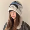 Gorro de Punto Holgado con Letras y Mariposas Estilo Retro Coreano para Mujer, Gorro Cálido para Clima Frío de Otoño/Invierno, Hace que la Cara Parezca Más Pequeña