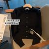 Cárdigan de Punto Negro Estilo Tweed para Mujer 2025 Nuevo Estilo Japonés Estilo Perezoso Retro Chaqueta Suéter de Cuello Redondo para Mujer Primavera y Otoño