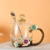 Tazas de Esmalte al por Mayor del Fabricante, Estilo Nuevo para Mujer, Alto Valor Estético, Tazas de Té con Flores para el Hogar, Vasos de Agua Exquisitos para la Oficina, Uso para Maestros