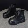 Botas de Cano Curto Estilo Britânico para Meninas, Nova Coleção Outono/Inverno, Botas Martin com Forro de Lã, Fashion e Versátil, Item Popular, Solado Grosso, Aumenta a Altura, Sapatos de Algodão Femininos
