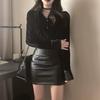 Falda Pequeña de Cuero Pu que Cubre la Cadera 2025 Nueva Negra Petite Profesional Ol Ultracorta Falda Ajustada Femenina