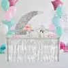 Falda de Mesa de Seda de Lluvia Brillante Falda de Mesa Fiesta Cumpleaños Decoración de Mesa de Postres Decoración de Mesa de Ceremonia de Boda Suministros Transfronterizo