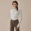 Liquidação de Primavera e Outono: Tops de Yoga com Bojo, Manga Longa, Tops Esportivos Modeladores para Corrida, Pilates, Fitness e Lindo Design nas Costas, Atacado