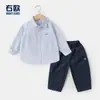 Conjunto de Estilo Académico para Niños Estilo Europeo Camisa de Otoño Pantalones Largos Ropa Infantil Camisa Casual para Niños Pequeños