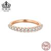 Evele Anillo de Plata Esterlina s925 Transfronterizo Simple de Moissanita Chapado en Oro Rosa Lujoso Engaste en Fila con Pulsera de Anillo Brillante