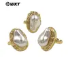 Mpr155 Exportación Europea y Americana Más Vendido Anillo Abierto Ajustable de Latón con Perla Artificial Joyería para Fiesta de Damas