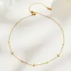 Collar con Cadena Fina en Forma de Y con Colgante de Flor de Cuatro Pétalos y Circonita Acero Inoxidable Chapado en Oro de 18 Quilates Colgante Simple Versátil Joyería para Clavícula para Mujer