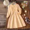 Vestido Infantil INS Otoño Nuevo Estilo Temperamento Francés Manga Larga Rayas Vestido de Princesa Niños Medianos y Grandes Falda Larga Moderno