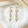 Pendientes de Hoja y Pétalo Estilo Europeo y Americano Más Vendidos Transfronterizos, Pendientes de Lujo Ligero de Hoja y Tulipán de Moda al por Mayor