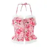 Comércio Exterior Transfronteiriço Roupas Femininas Primavera 2026 Estilo Europeu e Americano Conjunto de Top Halter Estampado + Saia Estampada para Mulheres