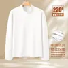 Camiseta térmica de fleece dupla face com gola alta para outono e inverno para homens, camiseta de manga longa quente masculina, best-seller transfronteiriço