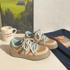 Beier American retro nicho original fundo grosso 2024 primavera novo popular estudante denim pão sapatos para mulheres