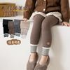 Leggings de una pieza gruesos y cálidos con forro polar para niñas de otoño e invierno, pantimedias de flores con entrepierna abierta para bebés