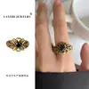 Anel Lanzhi Vintage com Cruz Cravejada de Diamantes Textura Pesada Cruz Europeia e Americana Transfronteiriça Joias de Prata Tailandesa 925 Anel Masculino Dourado Antigo