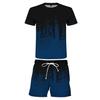 Traje de dos piezas para hombre, camiseta de manga corta con estampado digital, pantalones cortos y talla grande, deportivo, informal, de comercio exterior transfronterizo