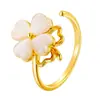 Anillo Rotatorio de Ojo de Gato de Trébol de Cuatro Hojas para Mujer Estilo Francés Único Lujo Ligero Simple Alto Grado Retro Anillo para Dedo Índice