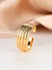 Anillo Ancho Retro Europeo y Americano de Rayas Verticales Multicapa Estilo Frío Minimalista Superficie Brillante Banda Lisa Abierta Ajustable